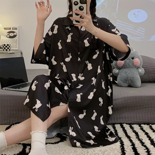 Summer new sexy sweet high-end ladies nightdress Womens rabbit pajamas summer ice silk short sleeve dress