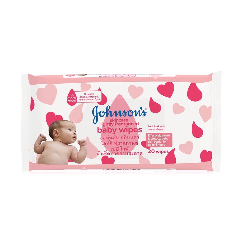 johnsons-skincare-baby-wipes-light-fragrance-20pcs-จอห์นสัน-ผ้าเช็ดทำความสะอาด-มีน้ำหอม