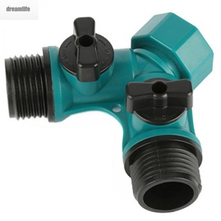 【DREAMLIFE】2 Way 3/4in Double Garden Tap Hose Adapter Twin Splitter ABS Outdoor Connector