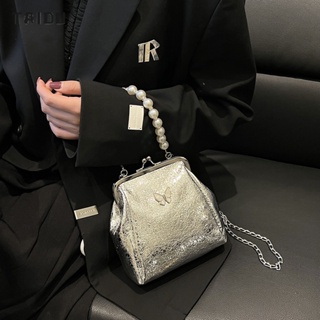 TAIDU กระเป๋าถือผู้หญิงสายโซ่ประดับมุก วายทูเค ความรู้สึกขั้นสูง Dark Cool Babes สไตล์ การออกแบบเฉพาะ กระเป๋าสะพายข้าง