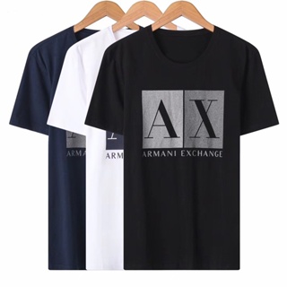 Armani Ax เสื้อยืดแขนสั้นลําลอง พิมพ์ลายตัวอักษร ขนาดใหญ่ สําหรับผู้ชาย
