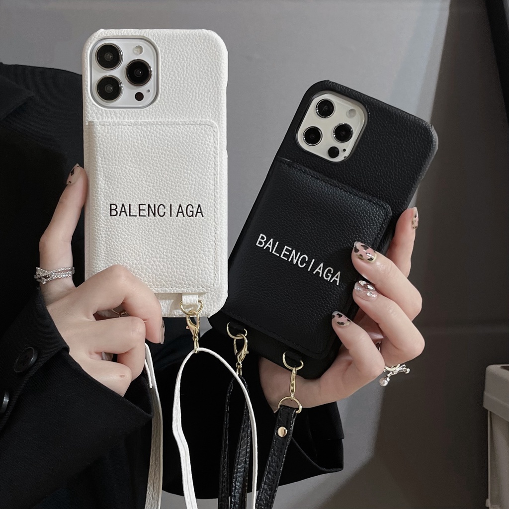 balenciaga-เคสโทรศัพท์มือถือหนัง-พร้อมกระเป๋าสตางค์-และช่องใส่บัตร-หรูหรา-สําหรับ-iphone-14-15-pro-max-13-12-pro-max-11-pro-max-14p