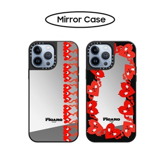 Casetify เคสโทรศัพท์มือถือ ซิลิโคนนิ่ม ลายหัวใจ FIGARO พร้อมกระจก สําหรับ iPhone X XS XR 11 12 13 Mini 14 Plus Pro Max