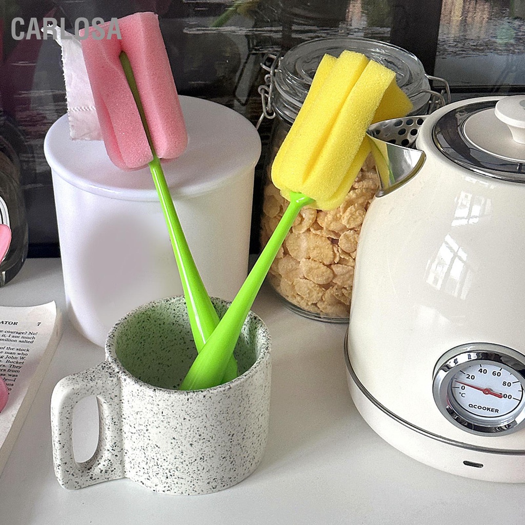carlosa-แปรงทำความสะอาดฟองน้ำ-2-ชิ้นด้ามจับยาวแปรงถ้วยสำหรับแก้วกาแฟขวดไวน์ขวดนม