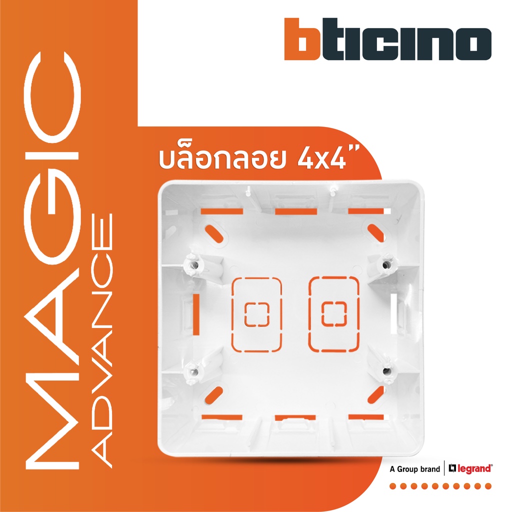 bticino-บล๊อกลอยพลาสติก-ขนาด-4x4-นิ้ว-สำหรับรุ่น-magic-surface-mounted-box-magic-m906ps-btismart