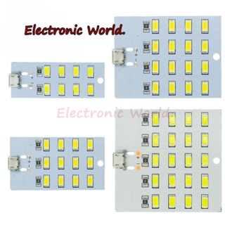 แผงไฟฉุกเฉิน LED 5730 smd 5V 430mA~470mA สีขาว Mirco USB 5730 คุณภาพสูง