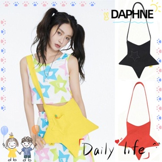 Daphne กระเป๋าสะพายไหล่ กระเป๋าถือ ผ้าแคนวาส ลายดาว