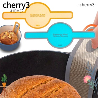 Cherry3 แผ่นซิลิโคนรองอบขนมปัง ด้ามจับยาว 8.3 นิ้ว ใช้ซ้ําได้ สีฟ้า สีส้ม สําหรับเตาอบดัตช์ 2 ชิ้น