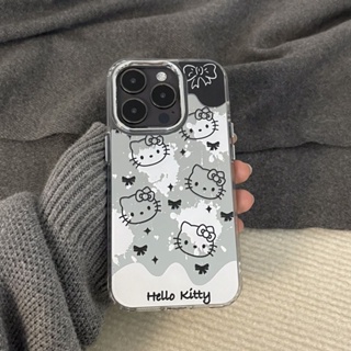 Black Hello Kitty Phone Case For Iphone14promax 11 Mirror XR Cute 12pro 13 Transparent Xsmax