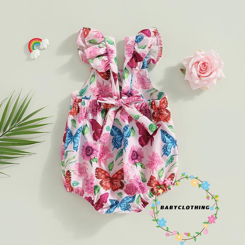 babyclothes-ชุดรอมเปอร์-บอดี้สูท-พิมพ์ลายผีเสื้อ-ดอกไม้-แขนบิน-ปิดกระดุม-ฤดูร้อน-ลําลอง-สําหรับเด็กผู้หญิง-ทุกวัน