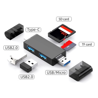 เครื่องอ่านการ์ด USB อเนกประสงค์ ความเร็วสูง สําหรับโทรศัพท์มือถือ คอมพิวเตอร์ การ์ดรีดเดอร์ Type-C SD TF