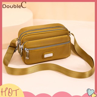 【Double C 】✿   กระเป๋าช้อปปิ้ง ผ้าไนล่อน กันน้ํา แบบเรียบ ใส่โทรศัพท์มือถือได้ แฟชั่นสําหรับผู้หญิง