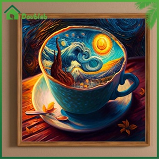 【Doub X ✮】ภาพวาดปักเพชร ทรงกลม ลายถ้วยกาแฟ 5D DIY สําหรับตกแต่งบ้าน UK ✮