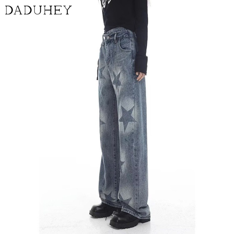 daduhey-women-new-american-style-ins-high-street-retro-star-jeans-niche-high-waist-wide-leg-plus-size-pants