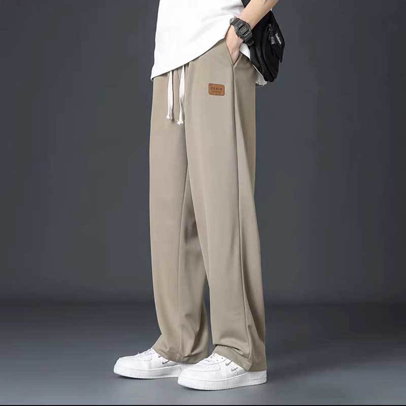 กางเกงขายาวผู้ชาย-กางเกงขายาวลําลอง-ผ้าเรยอน-ทรงตรง-ทรงหลวม-แบบแห้งเร็ว-แฟชั่นฤดูร้อน-สไตล์เกาหลี-สําหรับผู้ชาย-กางเกงผู้ชาย