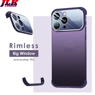 [JLK] Frameless Lens Cover Protector for iPhone 13 12 14 Pro Max iphone14 plus Full Lens Protection Corner Pad Soft Shockproof Case