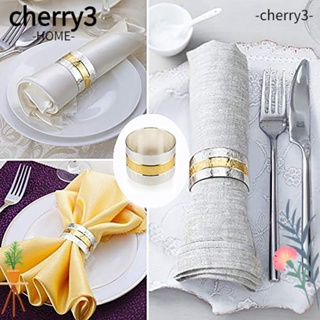 Cherry3 แหวนผ้าเช็ดปาก โลหะผสมสังกะสี ทรงกลม ทําความสะอาดง่าย 1.7 นิ้ว D×1 นิ้ว 4 ชิ้น