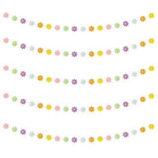 5pcs Birthday Home Beautiful Baby Shower Delicate Decor Supplies Non Woven Fabric Mini Retro Daisy Themed Party Banners
