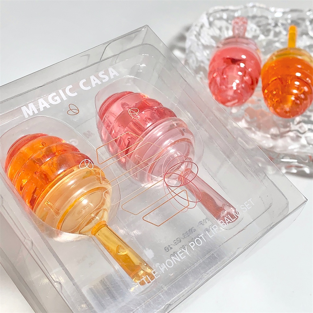 magic-casa-small-honey-jar-two-lip-oil-set-desalinating-lip-candy-colour-water-lip-balm-2pcs-set-ame1-ame1