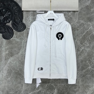 FKJW Chrome Hearts 2023 autumn and winter New Heavy Industry embroidery logo zipper hooded sweater loose fashion all-match mens and womens same style