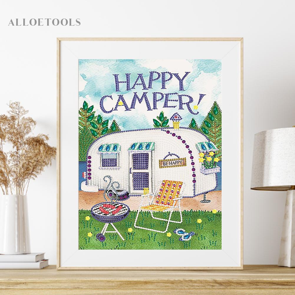 ชุดภาพวาดปักเพชร-รูปรถบัส-happy-camping-สําหรับตกแต่งผนัง-alloetools-th