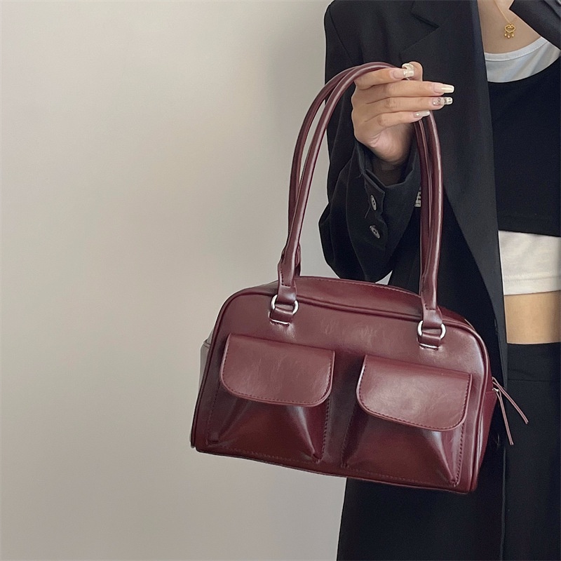กระเป๋าใต้วงแขนความจุขนาดใหญ่กระเป๋าโท้ทสำหรับพร็อพย้อนยุคเรียบง่ายกระเป๋าสะพายแฟชั่นแมทช์ง่าย