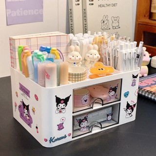 กล่องเก็บปากกา แบบสองชั้น ลาย Sanrio Kuromi น่ารัก สร้างสรรค์ สําหรับนักเรียนหญิง พร้อมส่ง