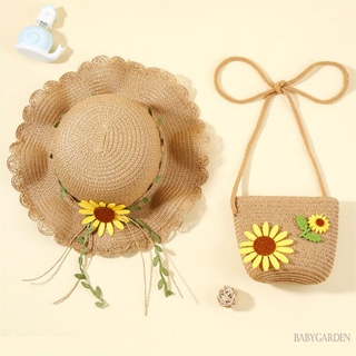 Babygarden- หมวกฟางปีกกว้าง ลายดอกทานตะวัน เหมาะกับฤดูร้อน สําหรับเด็กผู้หญิง 1-4 ปี