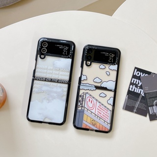 เคสโทรศัพท์มือถืออะคริลิค แบบแข็ง ใส กันกระแทก ลายก้อนเมฆสีขาวน่ารัก สําหรับ Samsung Galaxy Z Flip 4 5G Z Flip 3 Flip5