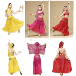 ชุดอินเดีย อาลาดิน ชุดเต้น ชุดแฟนซีเด็ก สไตล์อินเดีย สําหรับเด็กผู้หญิง เซ็ท 7 ชิ้น