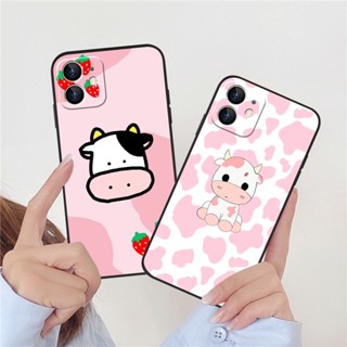 เคสโทรศัพท์มือถือแบบนิ่ม ผิวด้าน ลายวัวสีชมพู DC สําหรับ OPPO A54 A15 A15S A16 A16S A12 A12E A3S A5S A5 A9 A53 A33 2020 A83 A91 A92 A93 A94 A95 A75S A59 A36 K10 K10pro