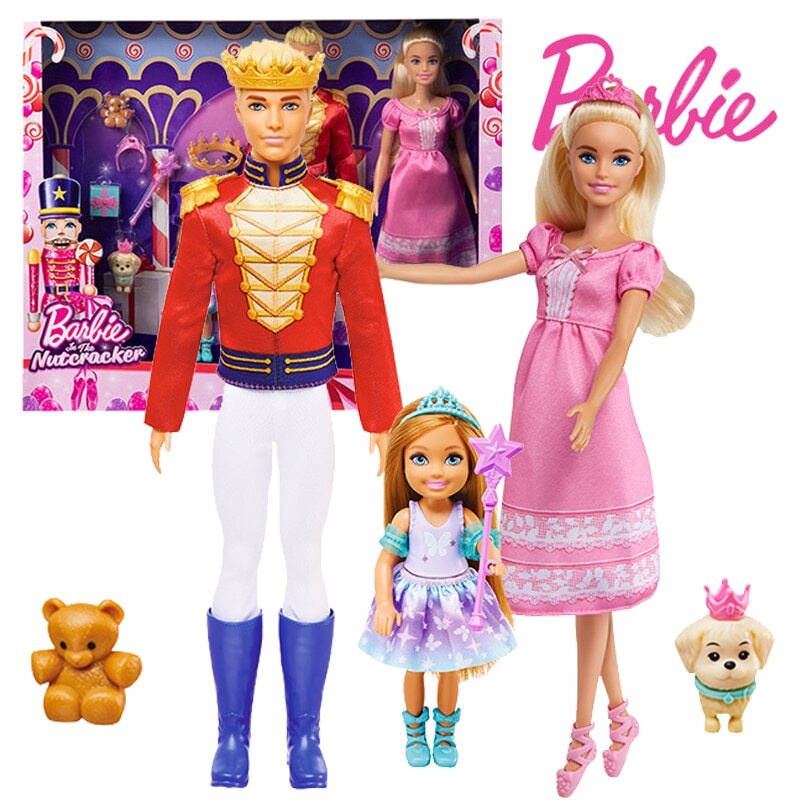 Original Barbie The Nutcracker 3 Dolls Family Playset Clara Prince Ken Chelsea Fairy Gift