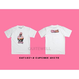 พร้อมส่ง ผ้าฝ้ายบริสุทธิ์ QW_T_107-2 CUPCAKE WHITE ขาว T-shirt