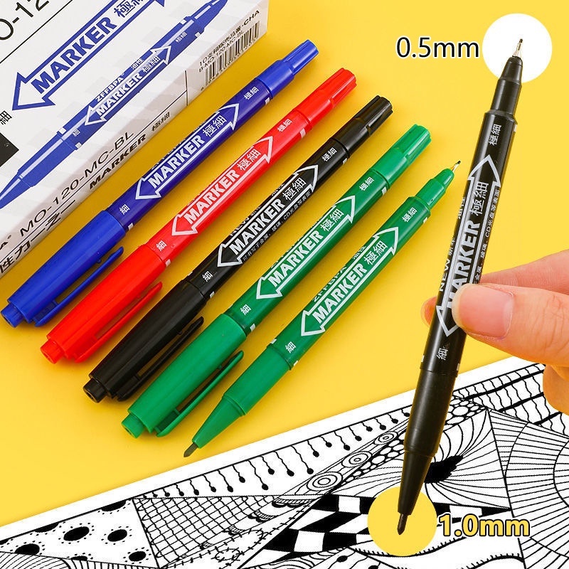ปากกามาร์กเกอร์-แบบสองหัว-กันน้ํา-แห้งเร็ว-ติดทนนาน-4-สี-สําหรับวาดภาพกราฟฟิติ-เครื่องเขียนโรงเรียน