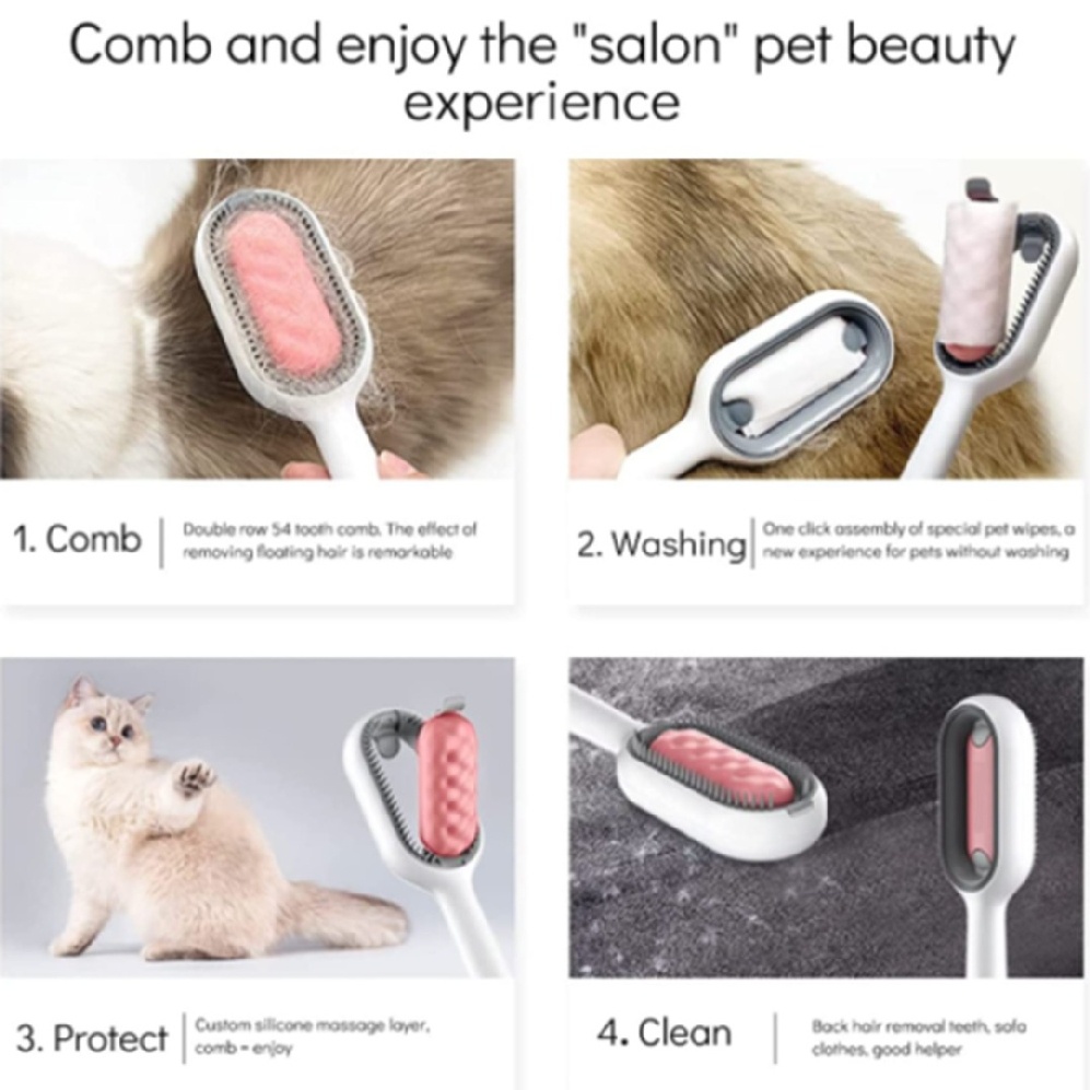 aimy-universal-pet-knots-remover-multifunctional-cat-dog-cleaning-brush-w-wipes