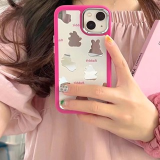 เคสโทรศัพท์มือถือ Tpu แบบนิ่ม ลายกระต่าย มีกระจก สําหรับ iPhone 14 14promax 14pro 13pro 11tpu 13promax 12promax