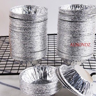 Alisondz อุปกรณ์แม่พิมพ์อลูมิเนียมฟอยล์ Diy สีเงินสําหรับใช้ทําคุ้กกี้เค้กพุดดิ้งเบเกอรี่ 250ชิ้น
