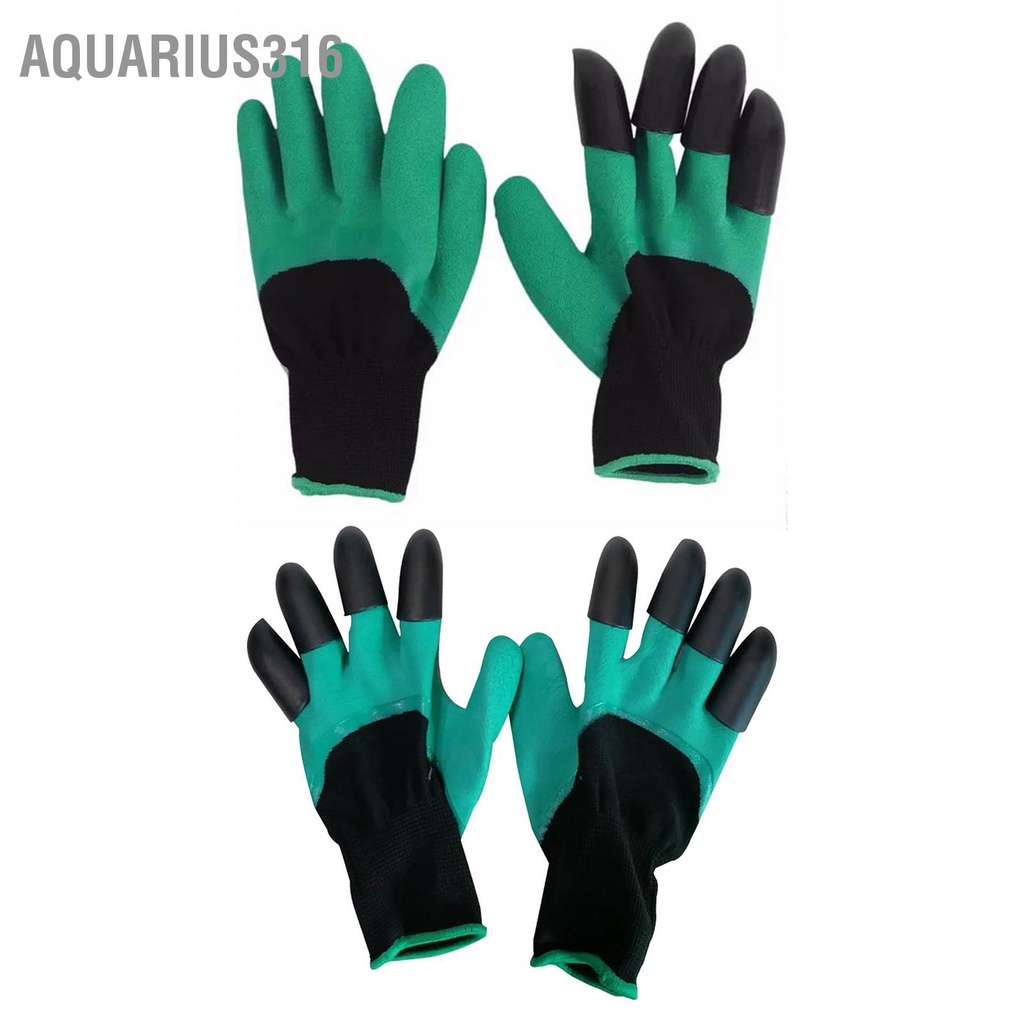 aquarius316-จับคู่ถุงมือทำสวนกับปลายนิ้ว-กรงเล็บ-ถุงมือทำงานสำหรับการเพาะปลูก-ขุด-กำจัดวัชพืช-หว่านเมล็ด