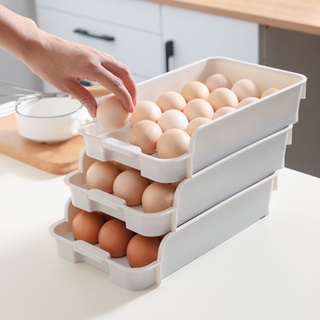 กล่องเก็บไข่ ชั้นวางไข่ วางซ้อนกันได้ ชั้นละ 15 ฟอง รักษาความสดใหม่ สําหรับบ้าน ห้องครัว