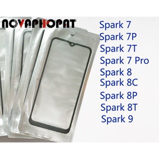Novaphopat เลนส์กระจกหน้าจอสัมผัส LCD พร้อมกาว OCA แบบเปลี่ยน สําหรับ Tecno Spark 9 8 7 Pro 7T 7P 8C 8T 8P