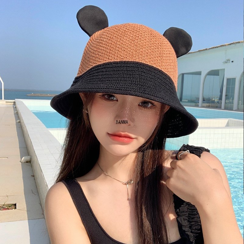 ใหม่-หมวกบักเก็ต-กันแดด-ระบายอากาศ-ลายหูแมวน่ารัก-สําหรับผู้หญิง