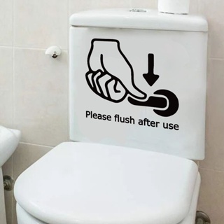 สติกเกอร์ PVC ลาย Please Flush after Use Slogan กันน้ํา มีกาวในตัว สําหรับติดตกแต่งผนังห้องน้ํา