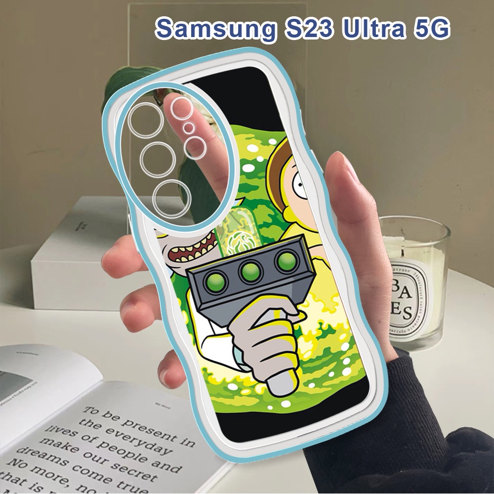 สําหรับ-samsung-galaxy-s22-s23-ultra-s22-s23-plus-5g-เคสโทรศัพท์มือถือแบบนิ่ม-กันกระแทก-กันรอยกล้อง-ลายคลื่น-rick-and-modi-แฟชั่น