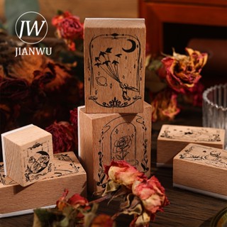 Jianwu ชุดแสตมป์ยางไม้ พิมพ์ลายเจ้าชาย ดอกกุหลาบ สไตล์วินเทจ DIY สําหรับตกแต่งสมุดภาพ เครื่องเขียน 6 ชิ้น ต่อชุด