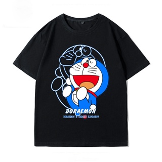 ราคาถูก Doraemon เสื้อยืดอนิเมะ เทรนด์ฤดูร้อน unisex โดราเอมอน ผ้าฝ้าย ลำลอง แฟชั่น แขนสั้น เสื้อคู่