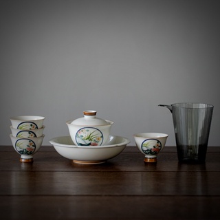 ชุดถ้วยชาเซรามิค ขนาดเล็ก แบบเรียบง่าย สไตล์จีน สําหรับตกแต่งบ้าน ห้องนั่งเล่น