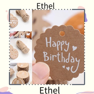 Ethel1 ป้ายแท็กกระดาษคราฟท์ พร้อมเชือกแขวน ลาย Thank You สําหรับห่อของขวัญ 50 ชิ้น