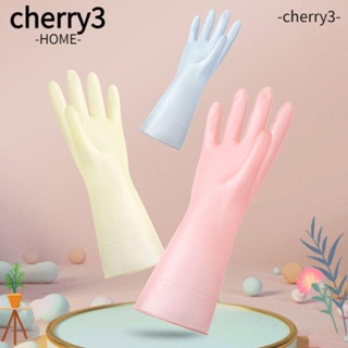 Cherry3 ถุงมือยาง แบบนิ่ม กันน้ํา ใช้ซ้ําได้ สําหรับซักผ้า