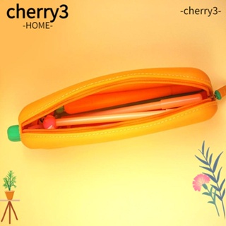 Cherry3 กระเป๋าดินสอ ซิลิโคน แบบพกพา ลายแครอท เรียบง่าย สําหรับใส่เครื่องเขียน