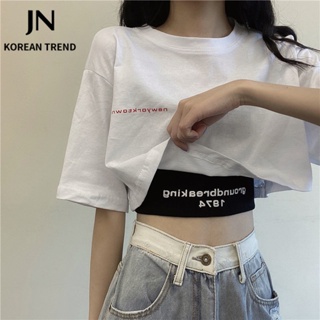  JN Studio เสื้อยืด ครอป เสื้อยืดผู้หญิง สไตล์เกาหลี A29J0H00